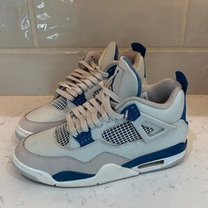 Nike White Gray Blue Air Jordan 4 Low-Top Sneakers